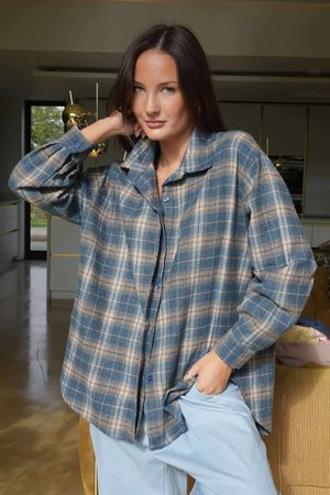 Patrick Plaid Brushed Cotton Shirt Teal
